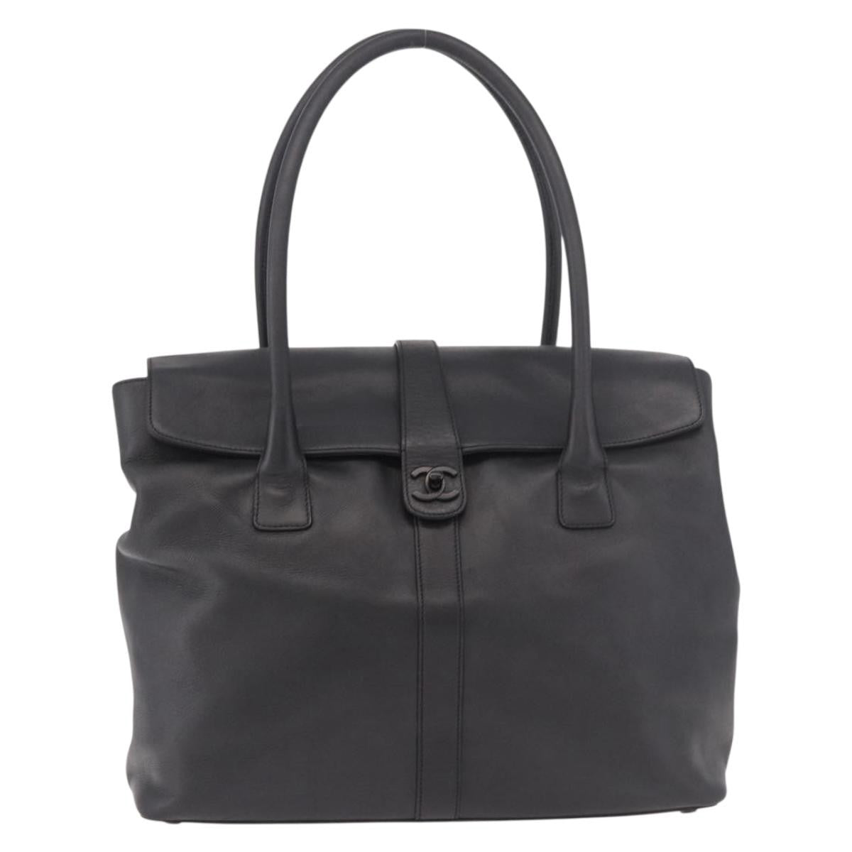 Chanel Vintage CC Turnlock Satchel Leather Large