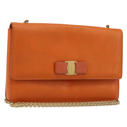 Salvatore Ferragamo Vara Bow Chain Clutch Leather Small