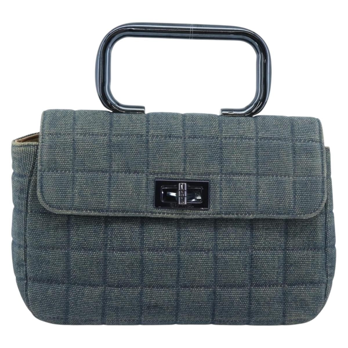 Chanel Chocolate Bar Mademoiselle Top Handle Quilted Denim Small