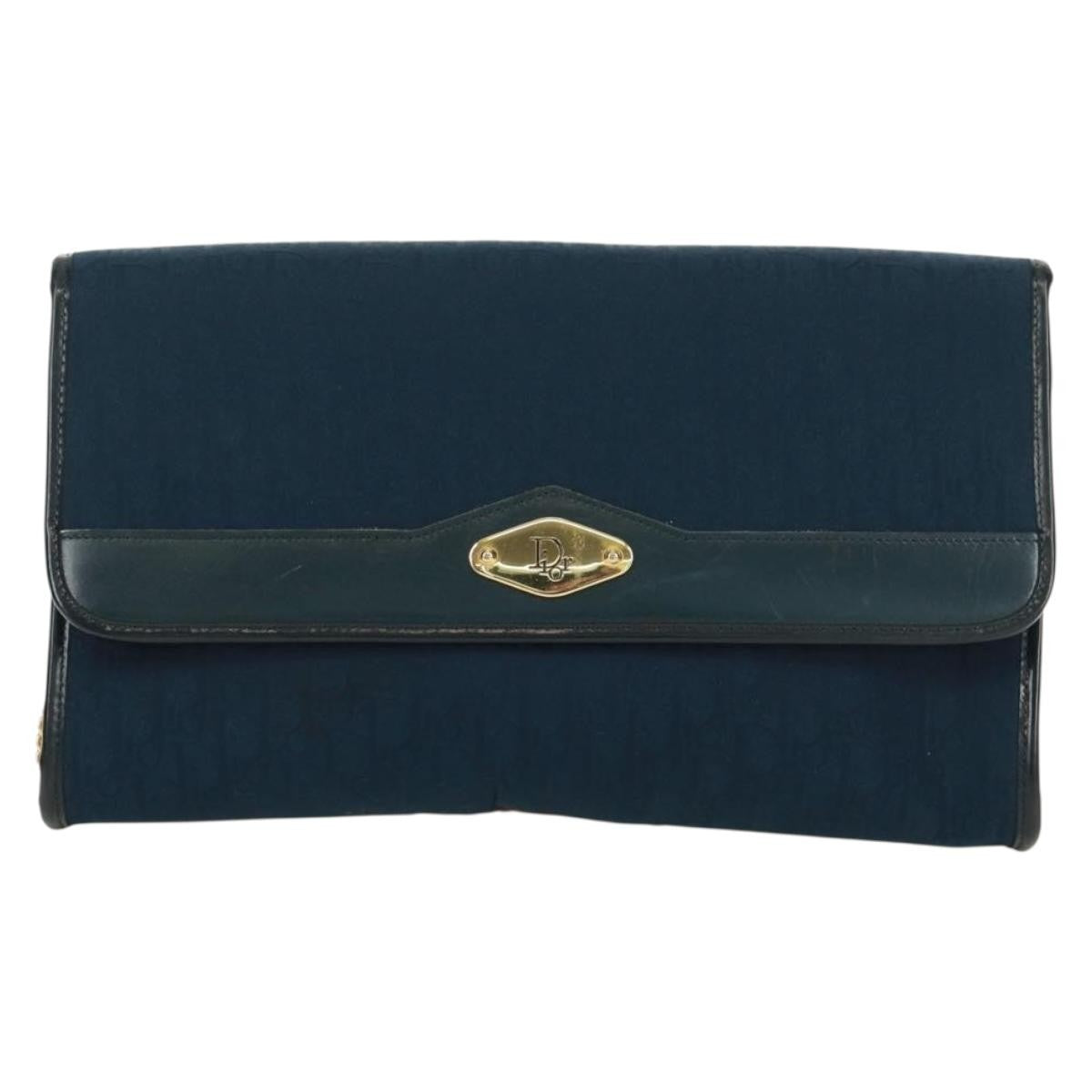 Christian Dior Vintage Chain Flap Shoulder Bag Diorissimo Canvas Medium