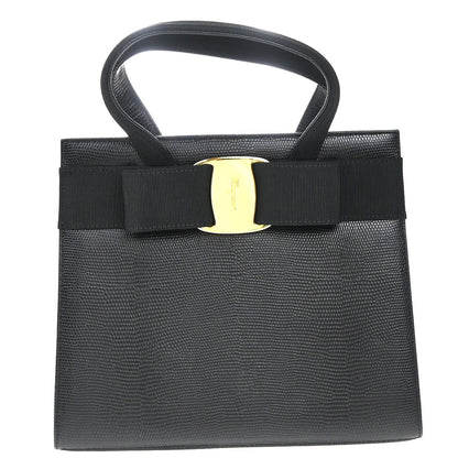 Salvatore Ferragamo Convertible Vara Bow Tote Lizard Embossed Leather Small