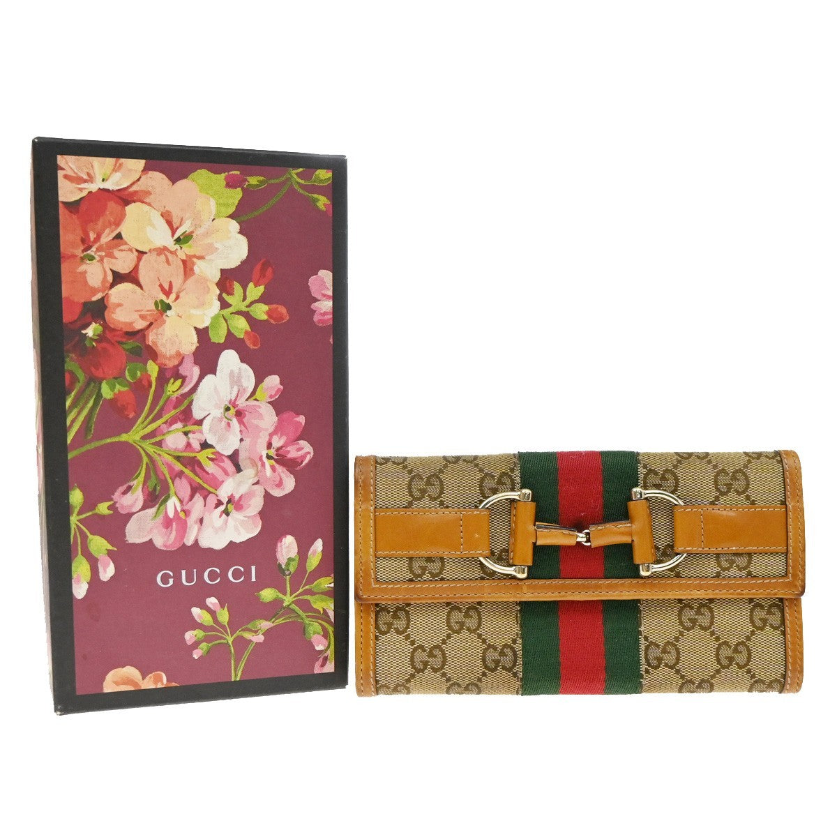 Gucci Vintage Horsebit Continental GG Canvas and leather Long
