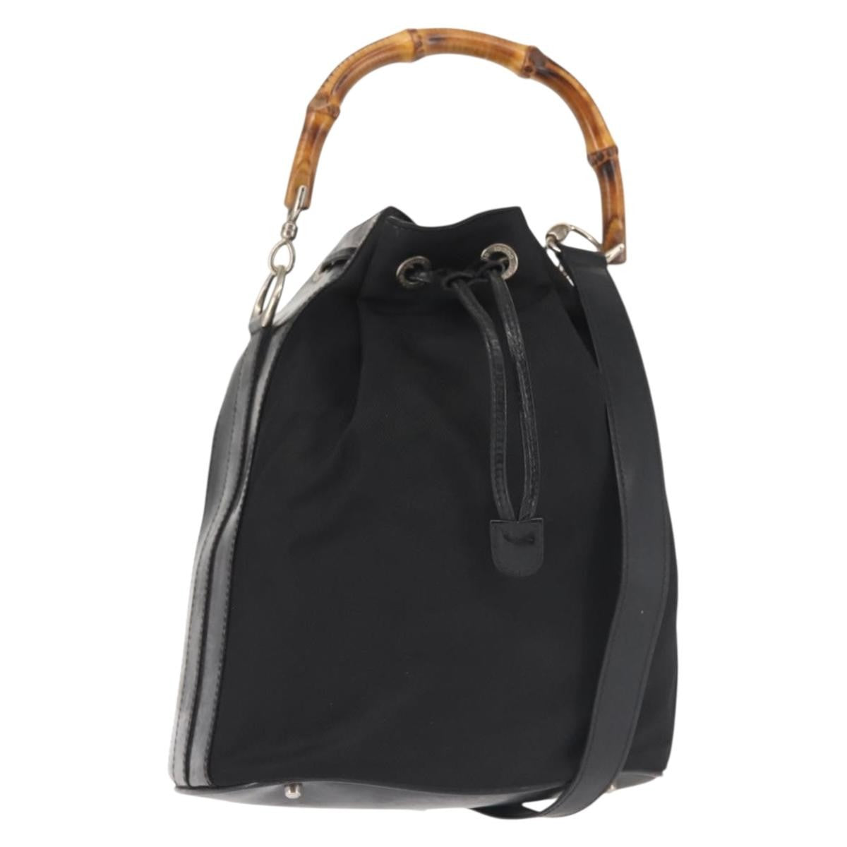 Gucci Vintage Bamboo Bucket Bag Nylon and Leather Small