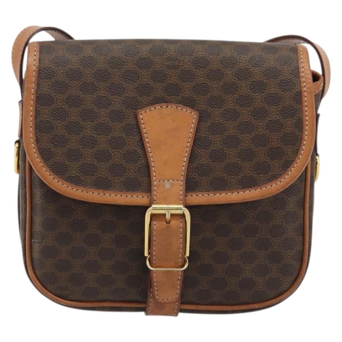 Celine Vintage Macadam Shoulder Bag Canvas and Leather Product Image