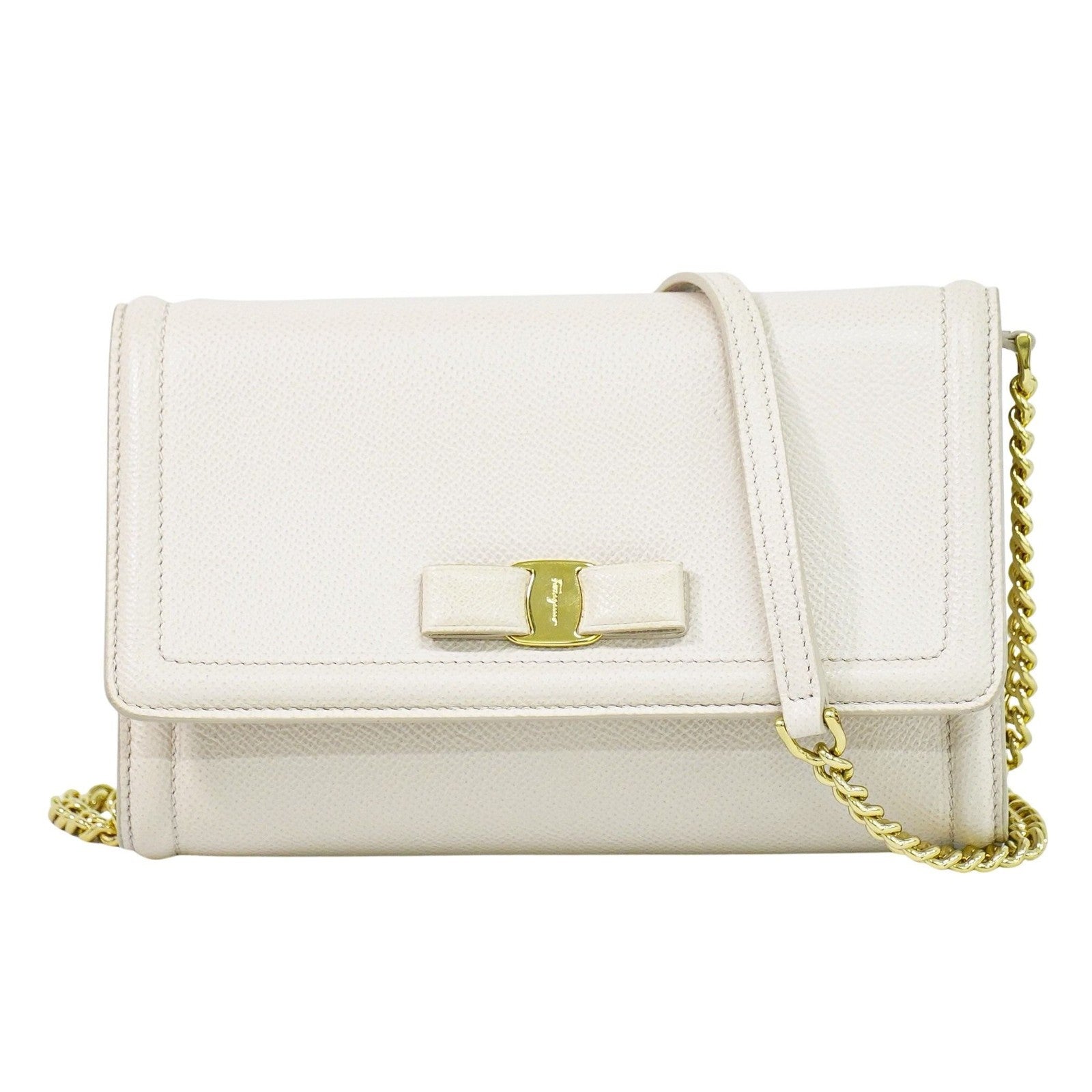 Salvatore Ferragamo Vara Bow Chain Flap Bag Leather Mini