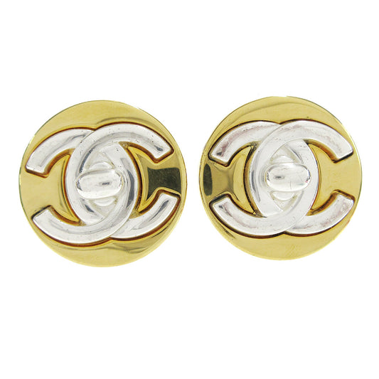Chanel Round CC Turnlock Clip-On Earrings Metal Product Image