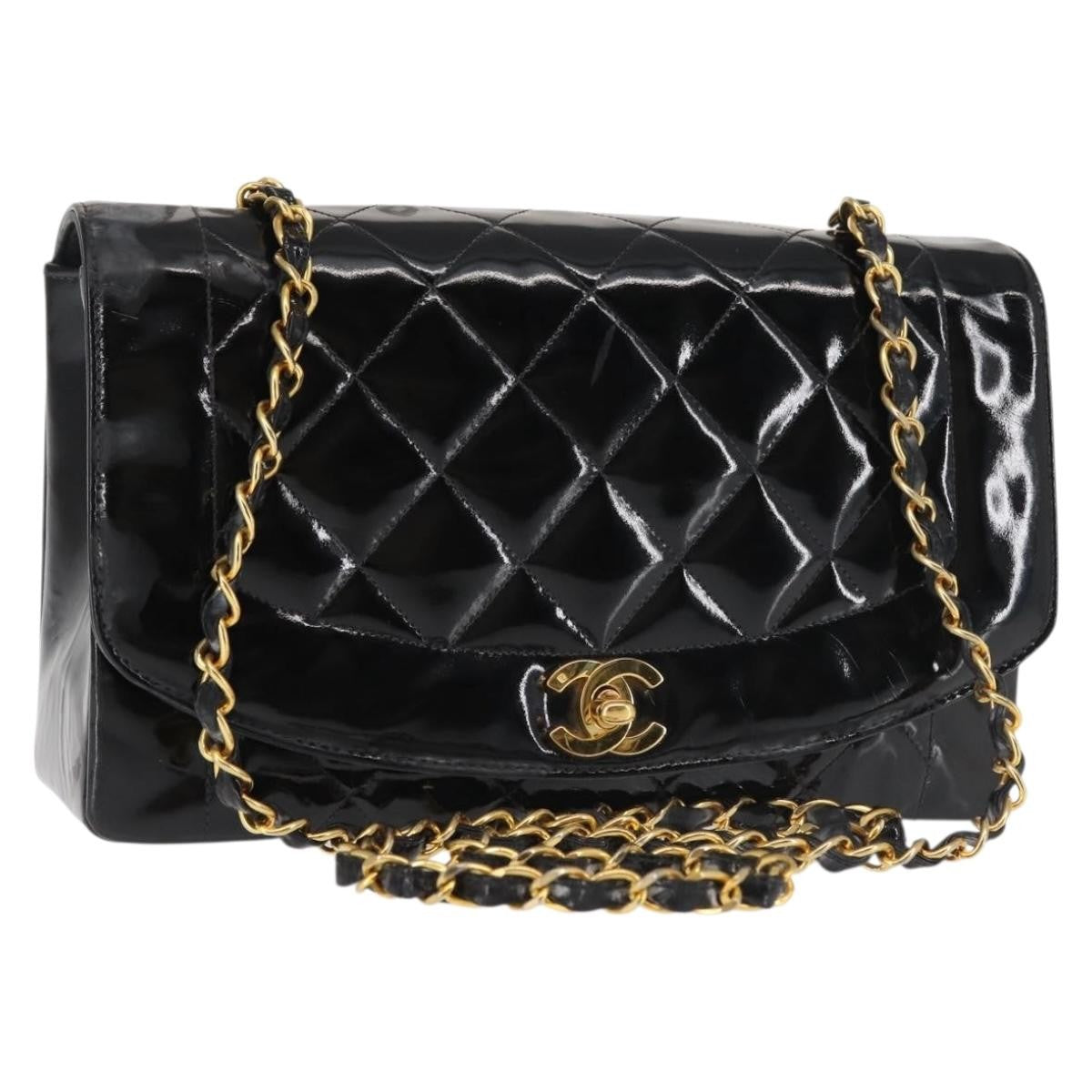 Chanel Vintage Diana Flap Quilted Patent Medium