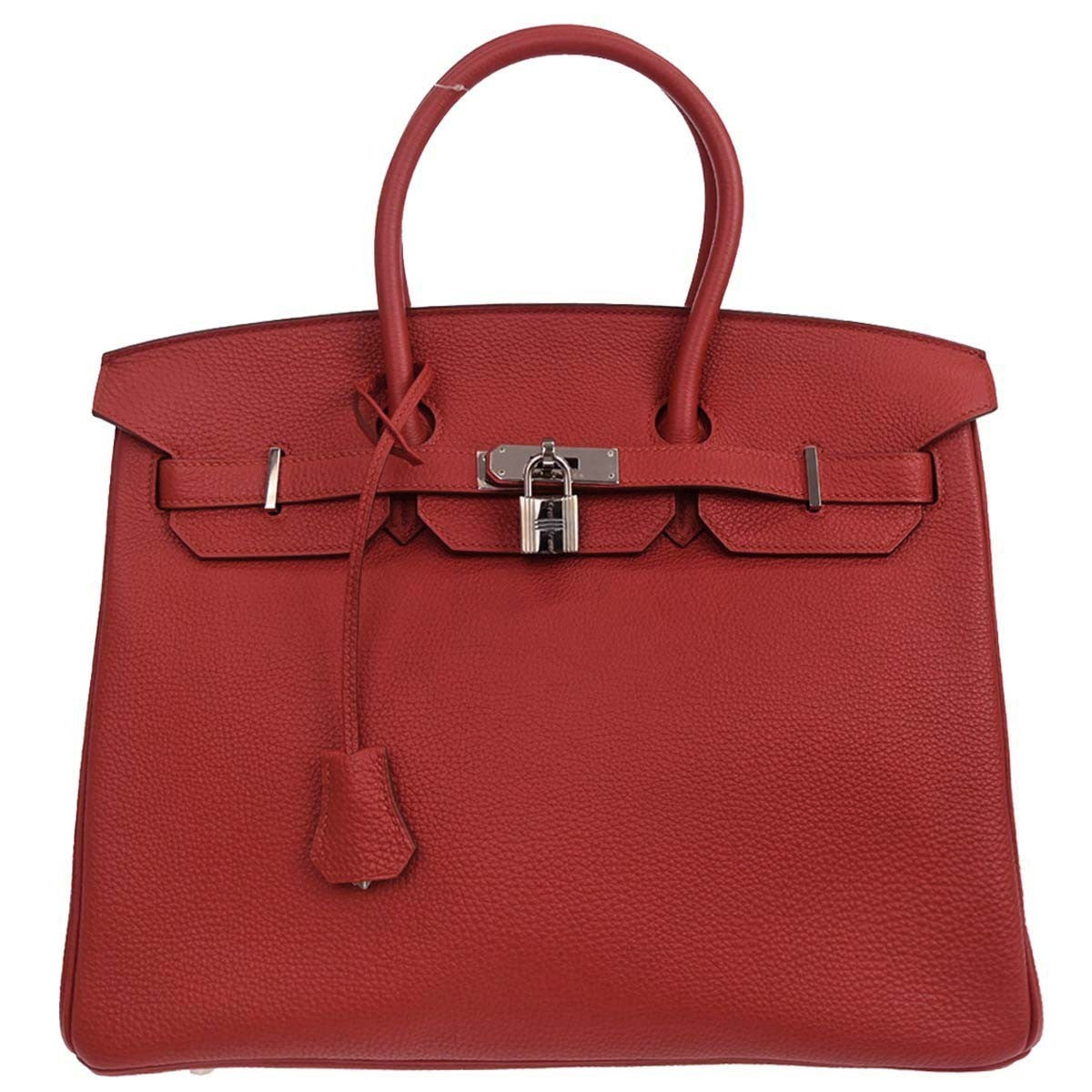 Hermes Birkin Handbag Red Togo with Palladium Hardware 35