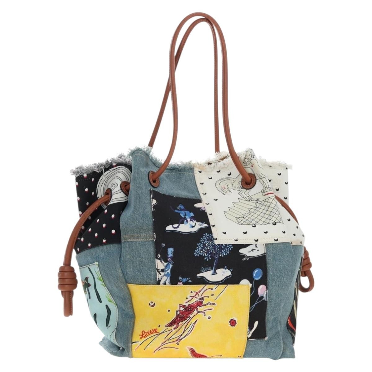 Loewe Paula's Ibiza Flamenco Knot Patchwork Denim and Leather Large