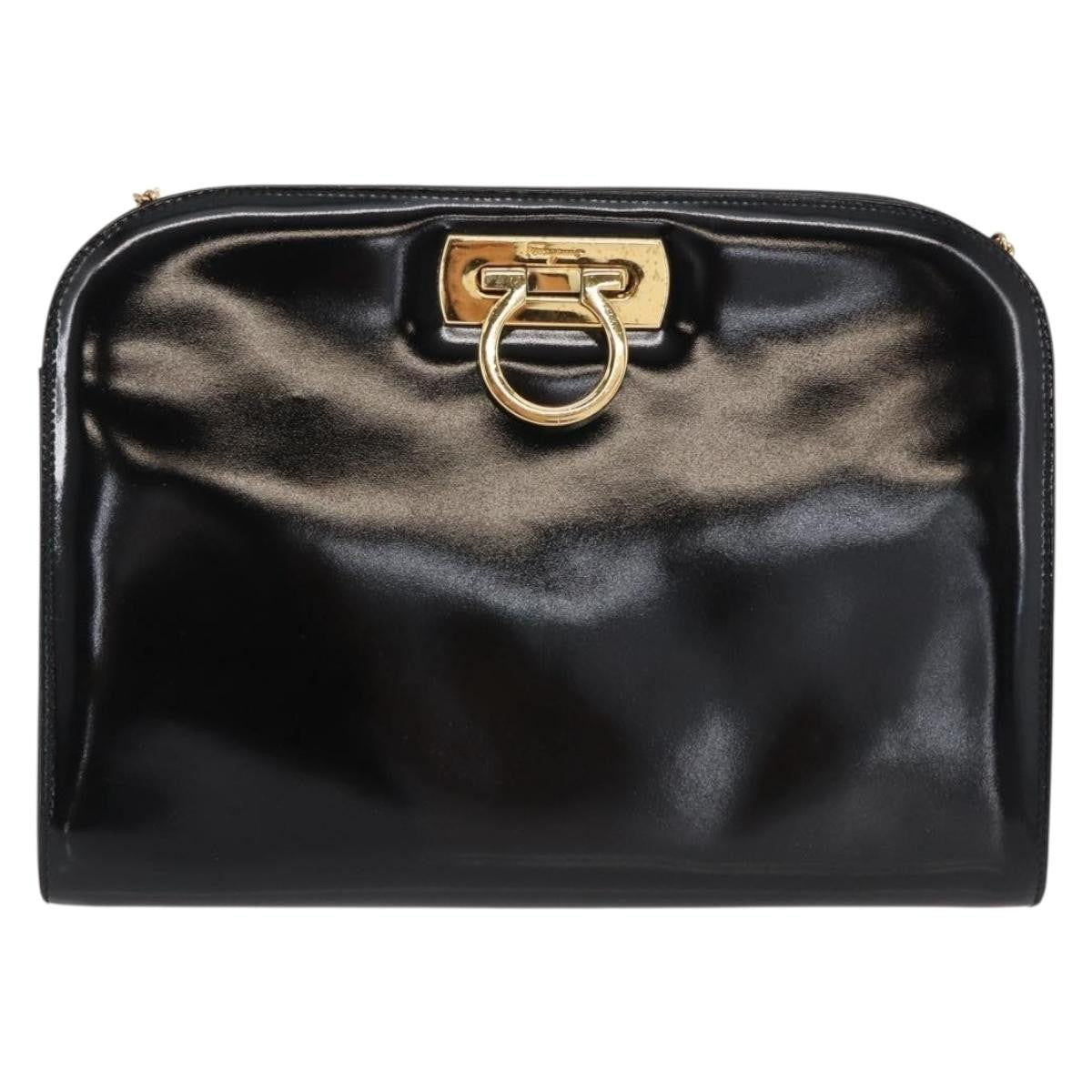Salvatore Ferragamo Vintage Gancini Chain Shoulder Bag Patent Leather Product Image