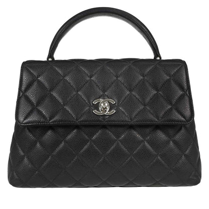 Chanel Vintage Classic Top Handle Flap Quilted Caviar Medium