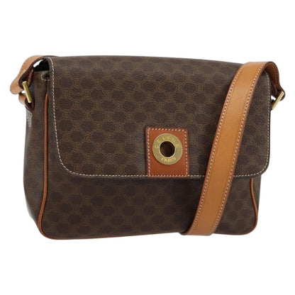 Celine Vintage Macadam Circle Logo Shoulder Bag Canvas and Leather Product Image