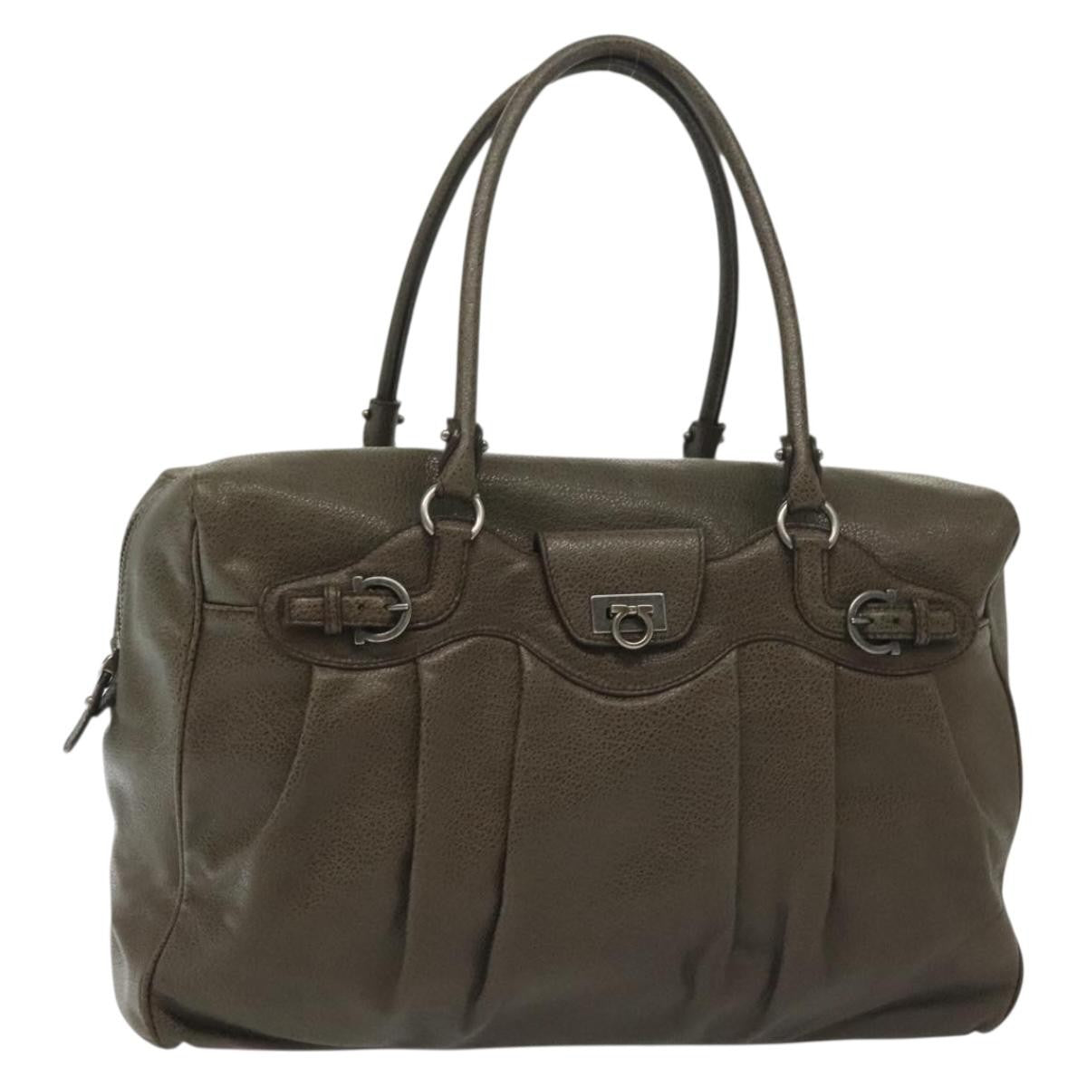 Salvatore Ferragamo Gancini Buckle Shoulder Bag Leather Large