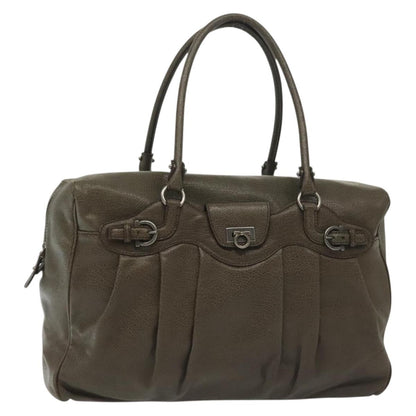 Salvatore Ferragamo Gancini Buckle Shoulder Bag Leather Large