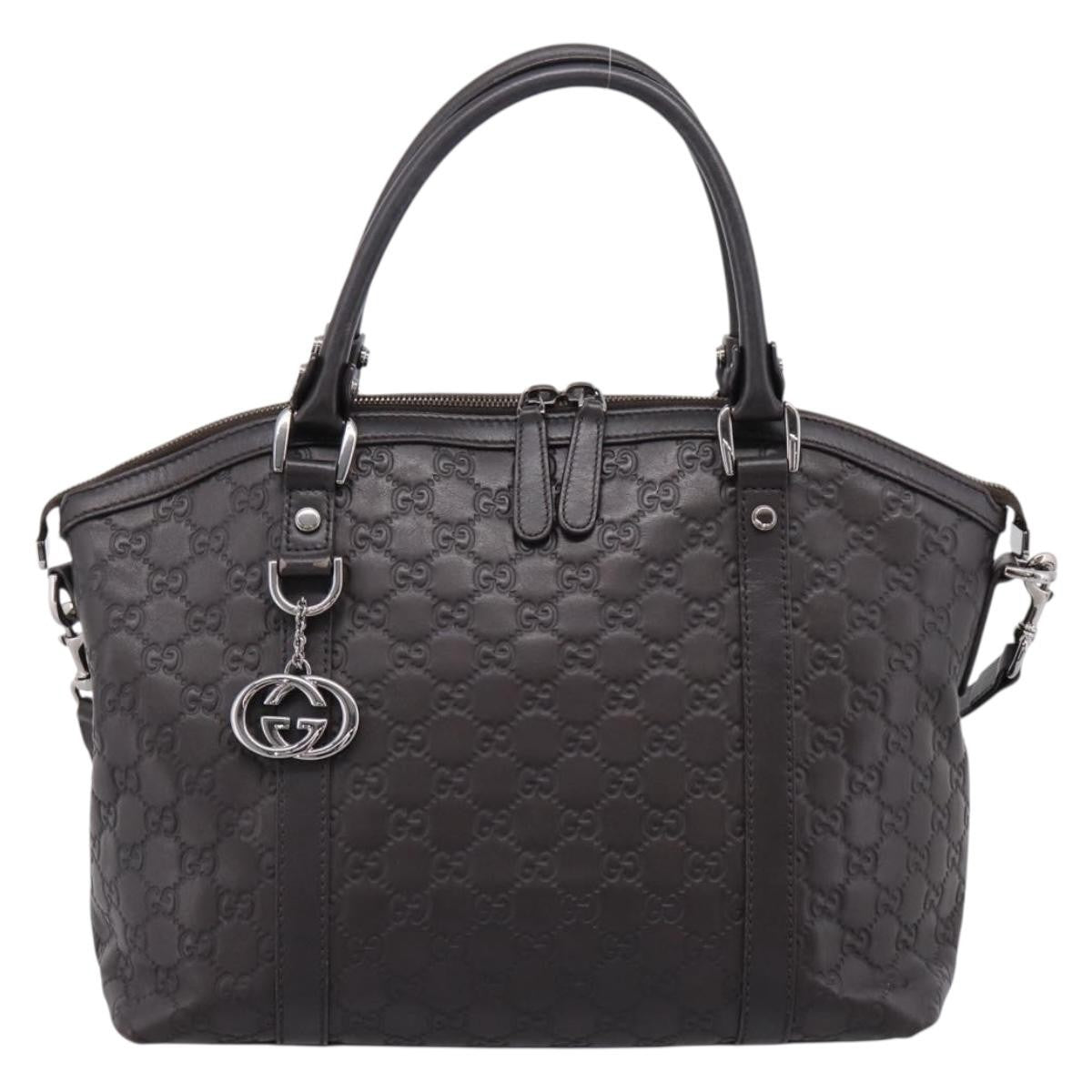 Gucci GG Charm Convertible Dome Satchel Guccissima Leather Medium