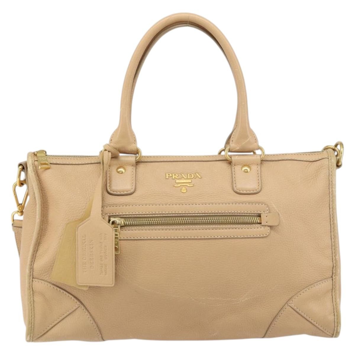 Prada Front Zip Convertible Satchel Cervo Leather Medium