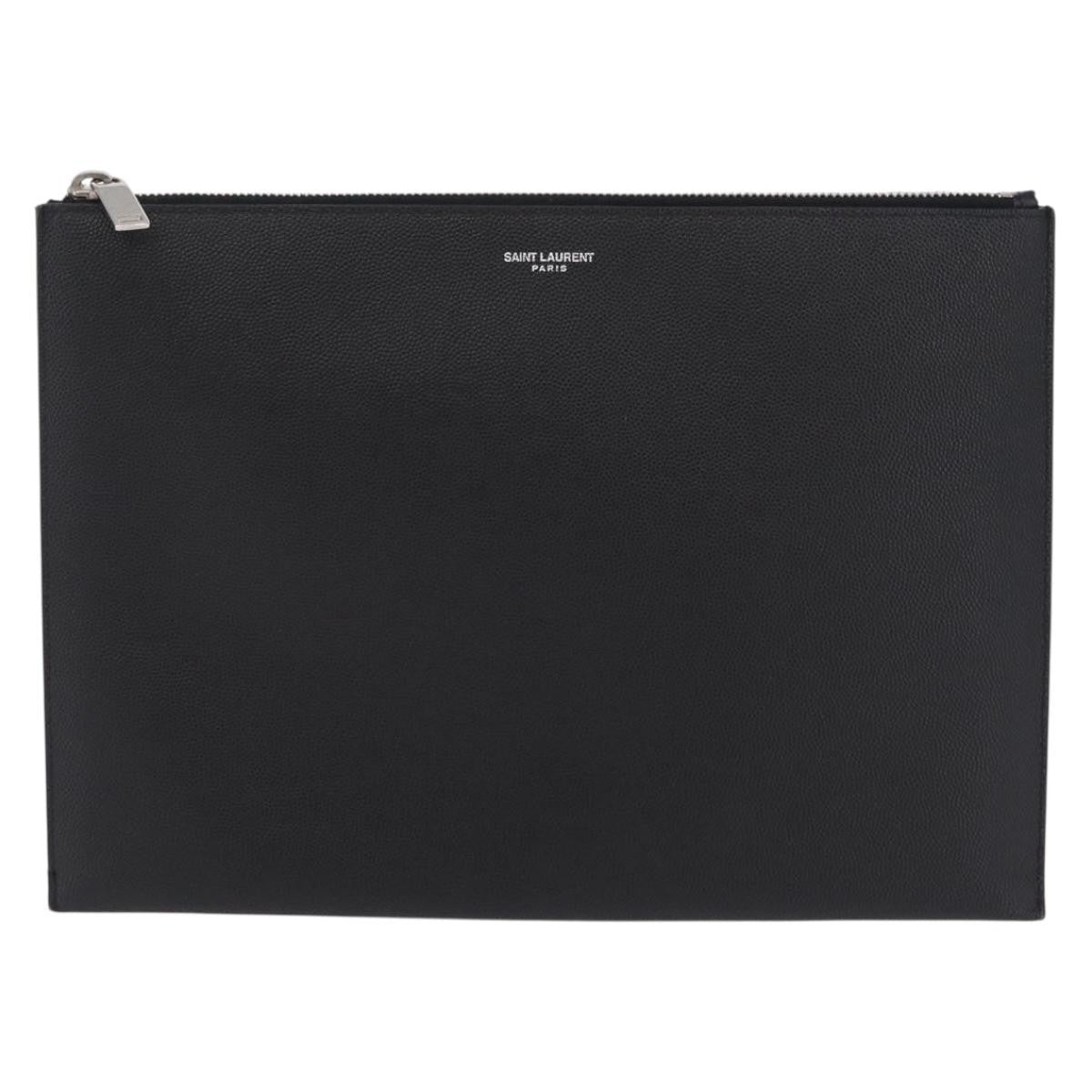 Saint Laurent Letters Zip Clutch Leather Large