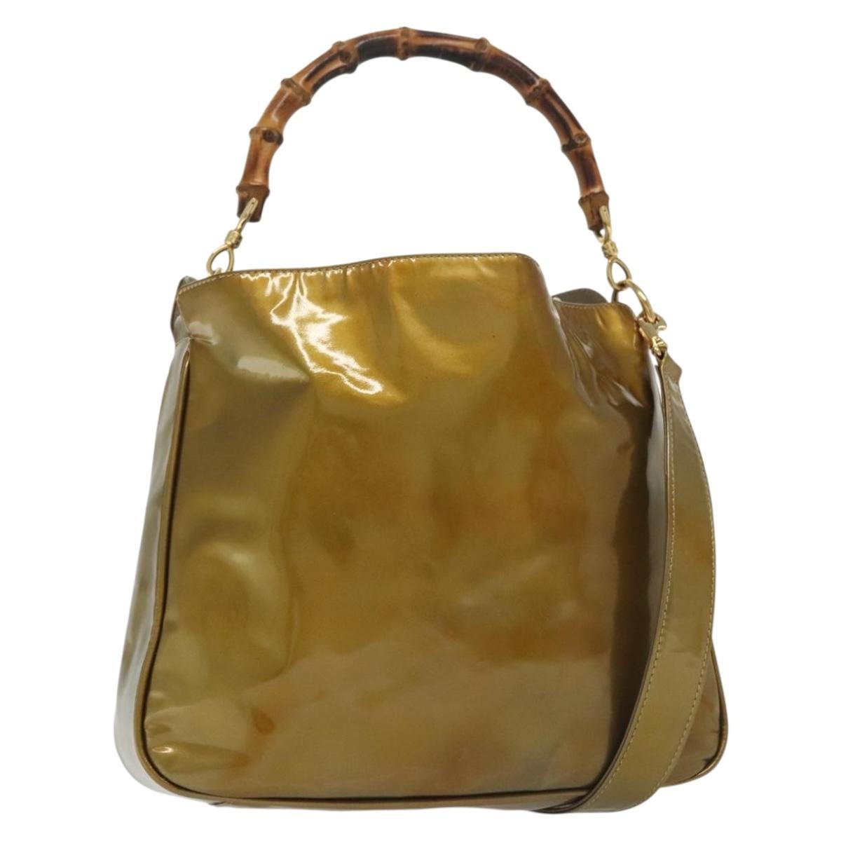 Gucci Vintage Bamboo Handle Open Hobo Leather Large