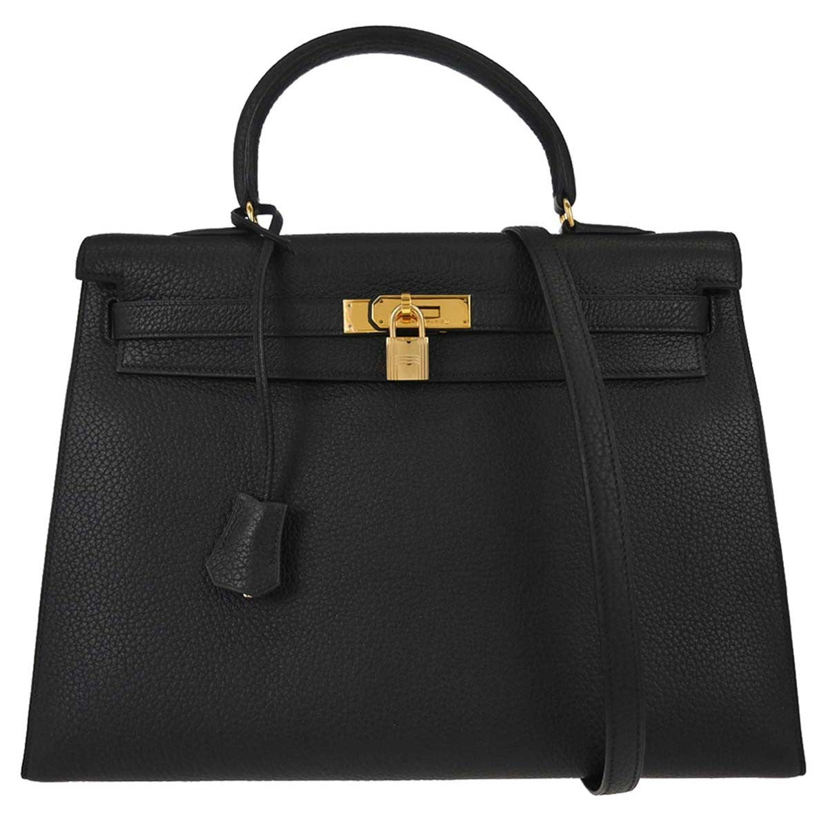 Hermes Kelly Black Ardennes with Gold Hardware 35