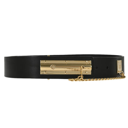 Chanel Plaque Buckle Belt Leather Thin
