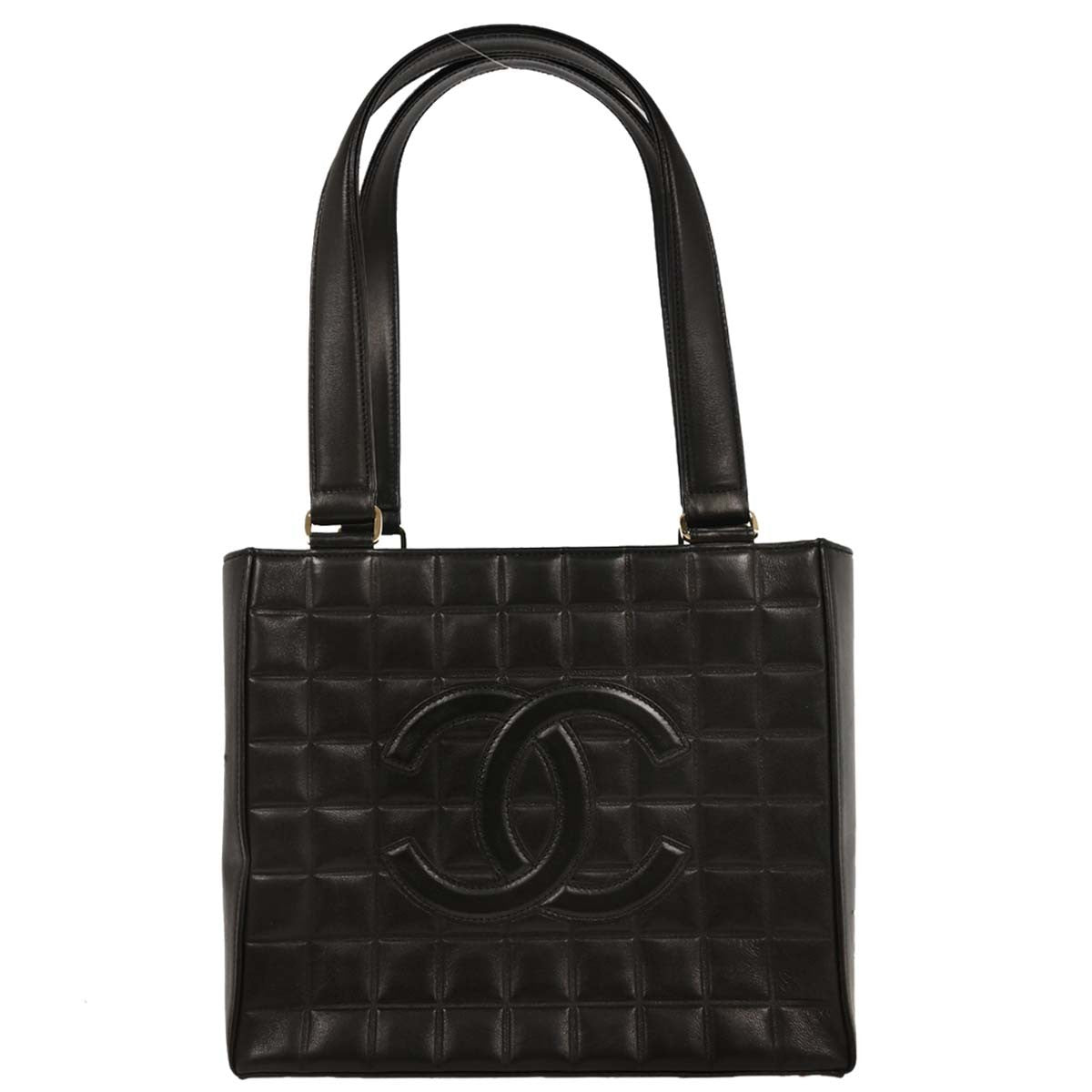 Chanel Chocolate Bar CC Tote Quilted Leather Small