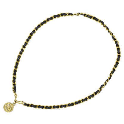 Chanel Vintage Logo Chain Belt Metal and Leather Product Image