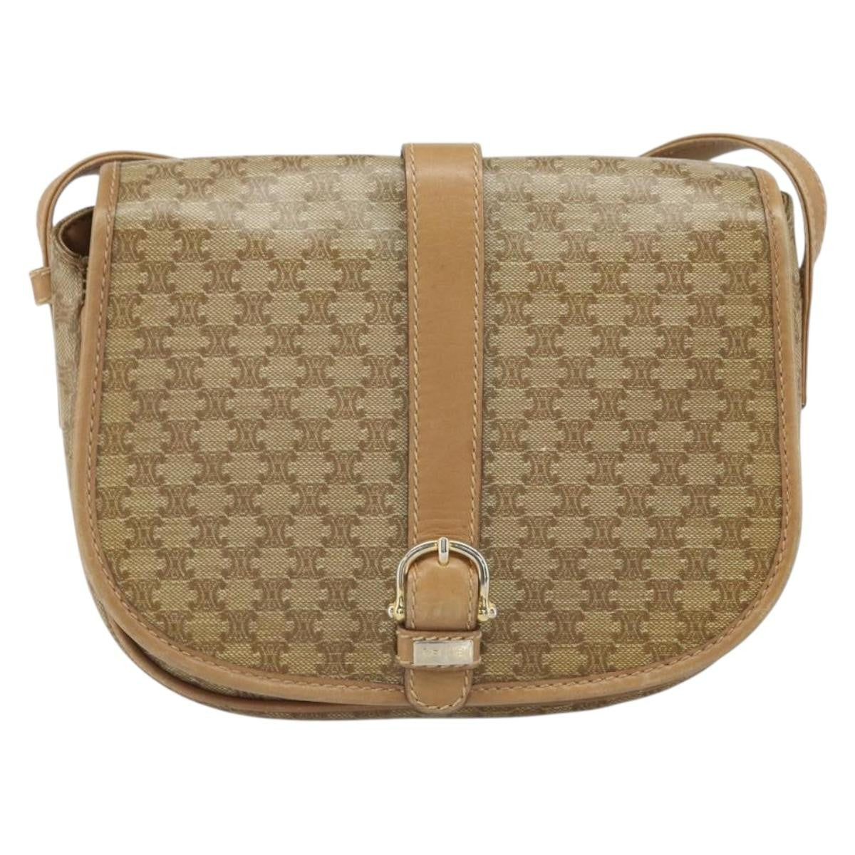 Celine Vintage Macadam Shoulder Bag Canvas Small
