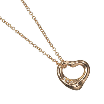 Tiffany & Co. Elsa Peretti Open Heart 3 Diamonds Pendant 18K Rose Gold and Diamonds 11mm