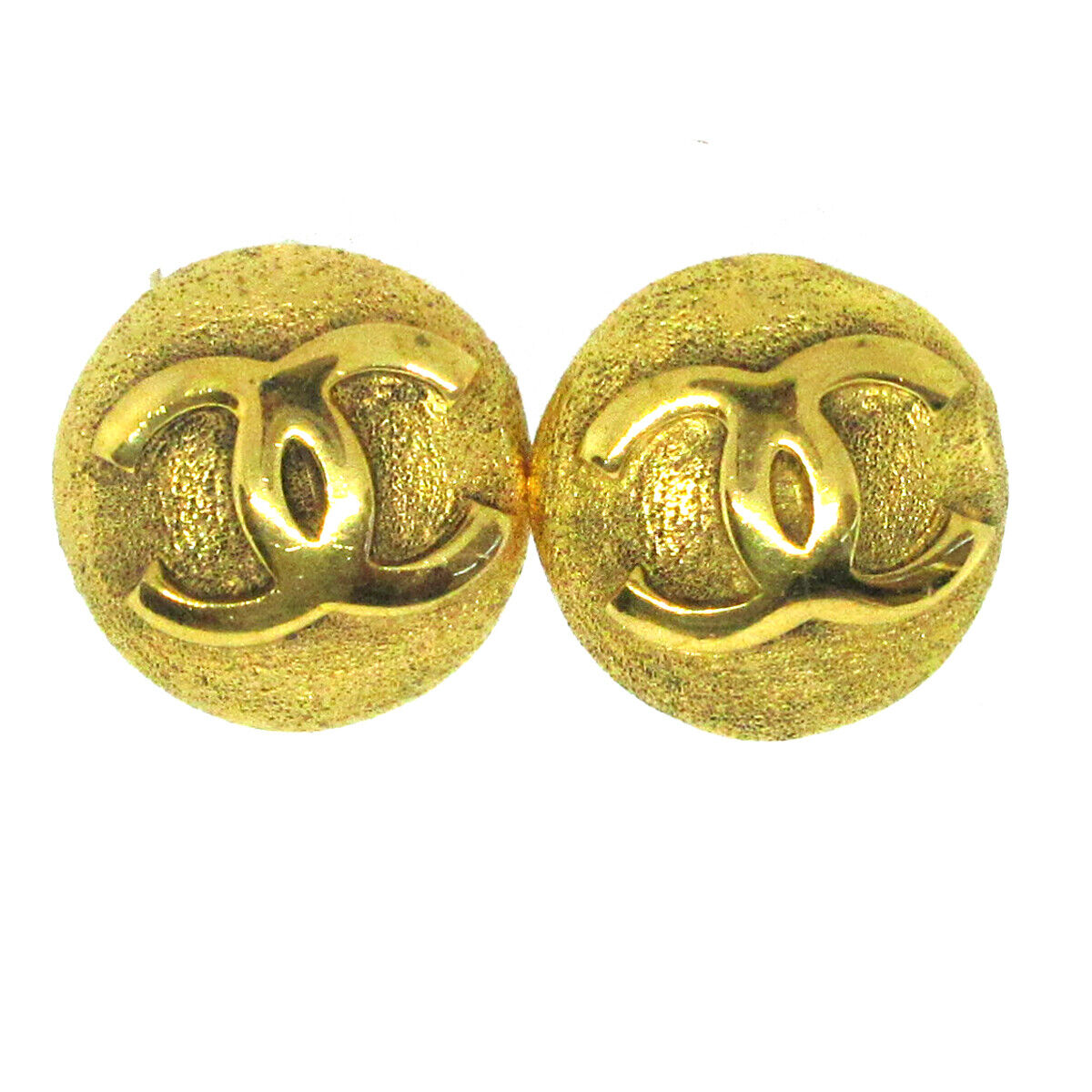 Chanel Vintage CC Round Clip-On Earrings Metal Small