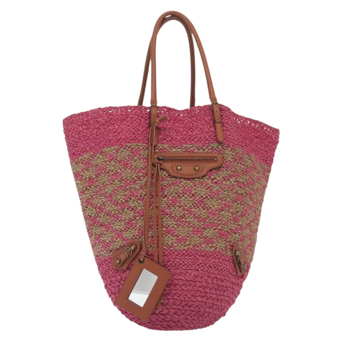 Balenciaga Panier Basket Tote Woven Raffia Medium