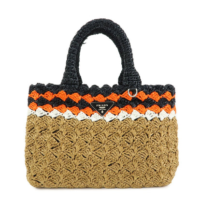 Prada Triangle Logo Raffia Crochet Small