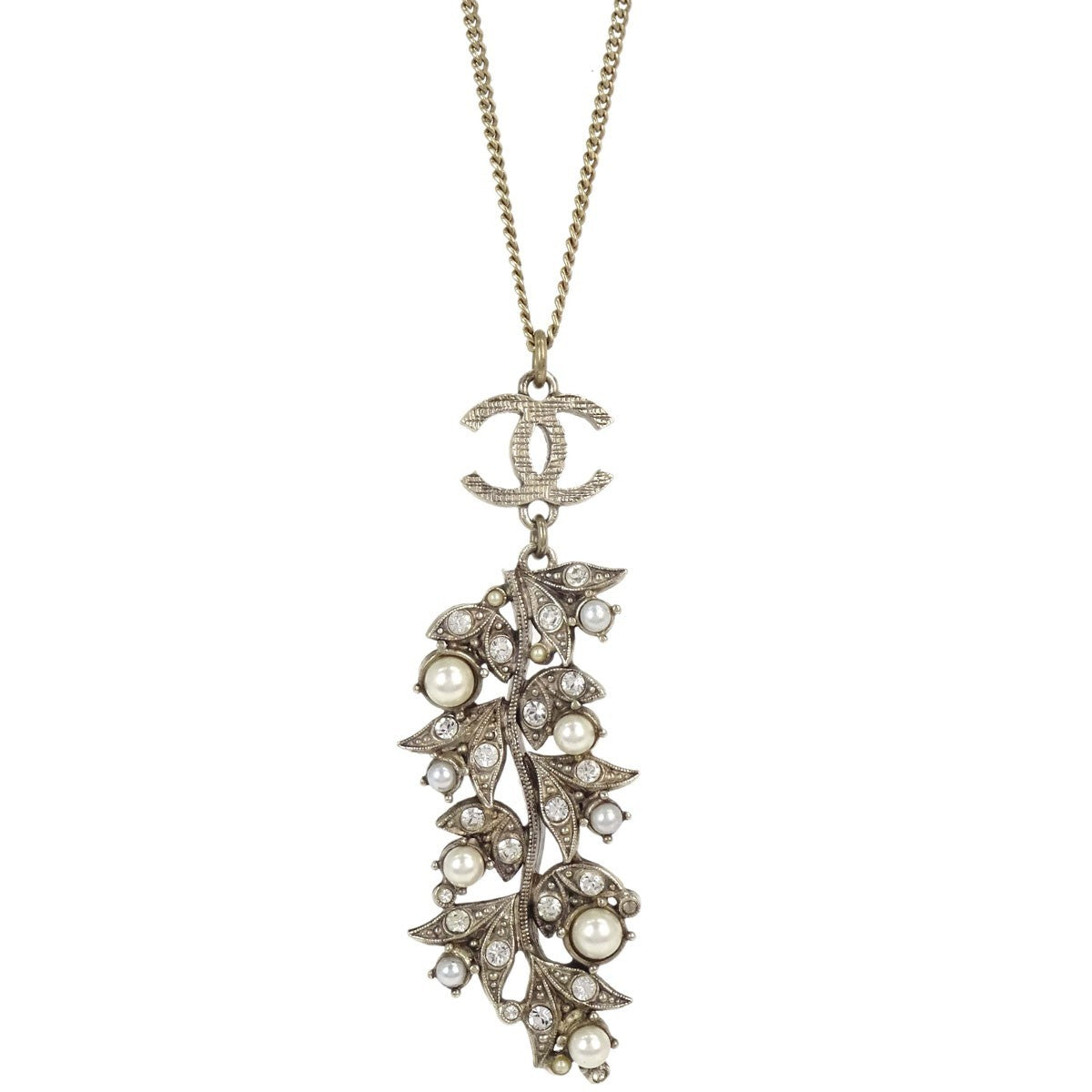 Chanel CC Leaf Cluster Pendant Metal with Crystals Product Image
