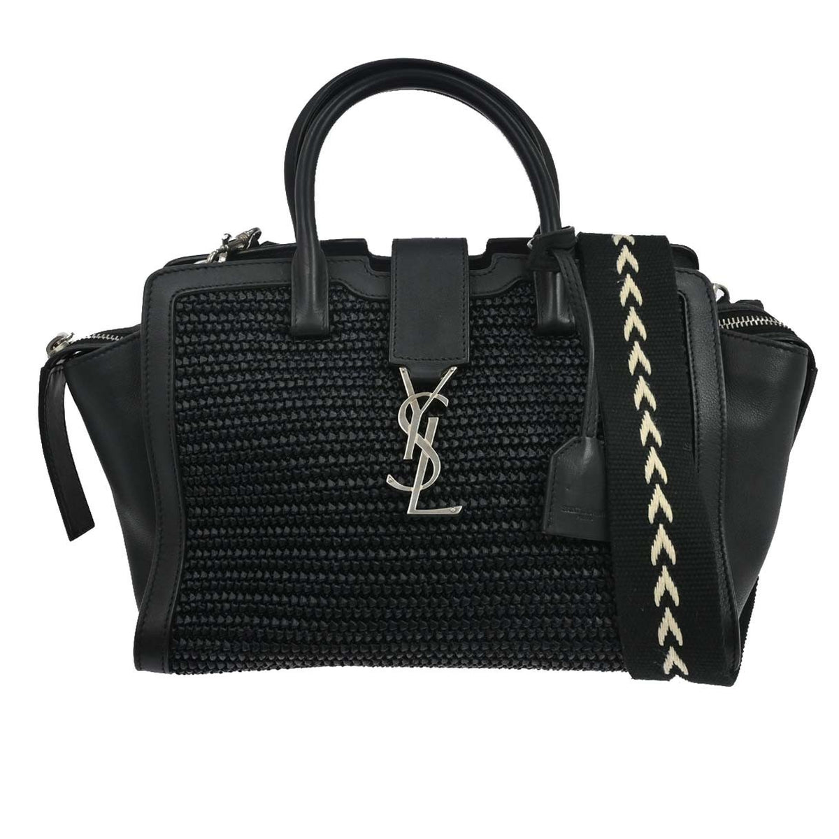 Saint Laurent Monogram Cabas Downtown Raffia and Leather Baby