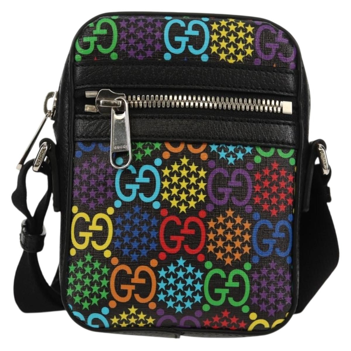 Gucci Front Zip Messenger Bag Psychedelic Print GG Coated Canvas Mini