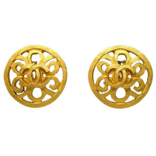 Chanel Vintage CC Round Clip-On Earrings Metal Small