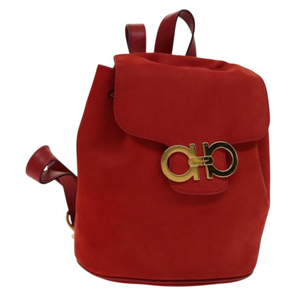 Salvatore Ferragamo Gancini Flap Drawstring Backpack Suede Product Image