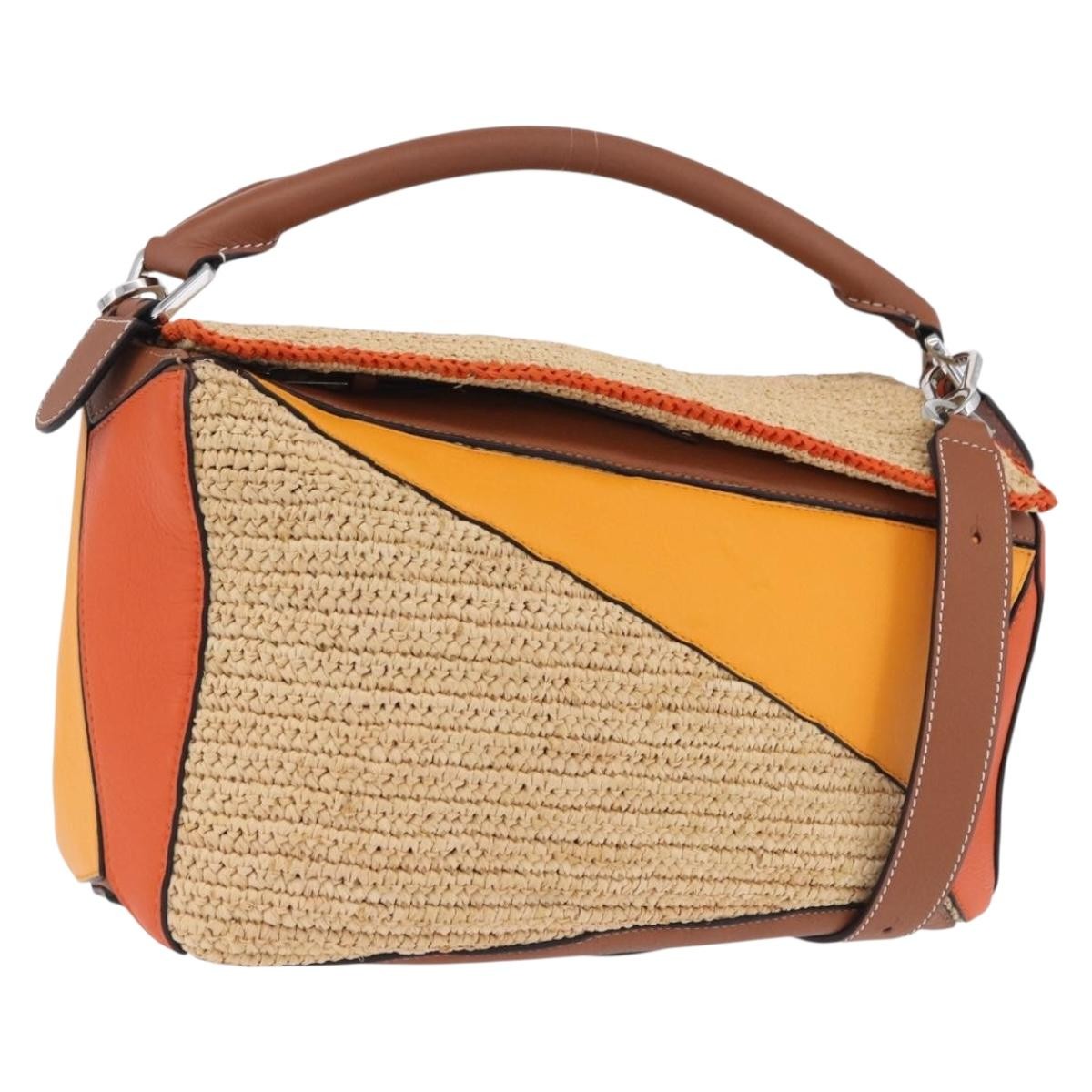 Loewe Puzzle Leather and Raffia Medium