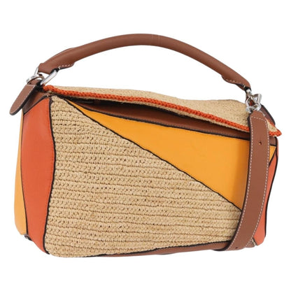 Loewe Puzzle Leather and Raffia Medium