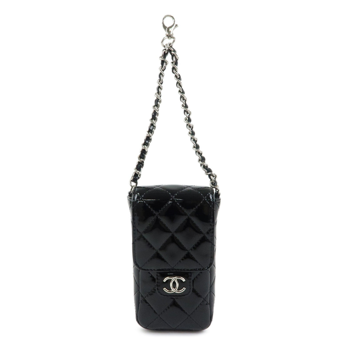 Chanel CC Chain Phone Holder Quilted Patent Product Image
