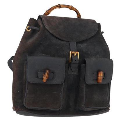 Gucci Vintage Bamboo Backpack Suede Medium