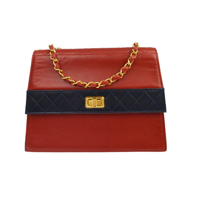 Chanel Vintage Mademoiselle Lock Chain Flap Bicolor Leather Product Image