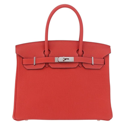 Hermes Birkin Handbag Red Togo with Palladium Hardware 30