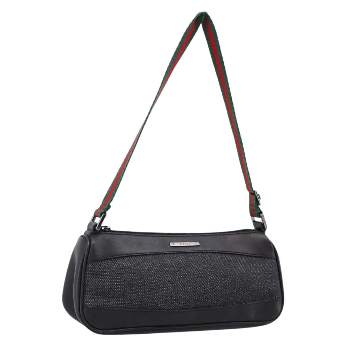 Gucci Web Sherry Line Accessory Pouch Denim & Leather Product Image
