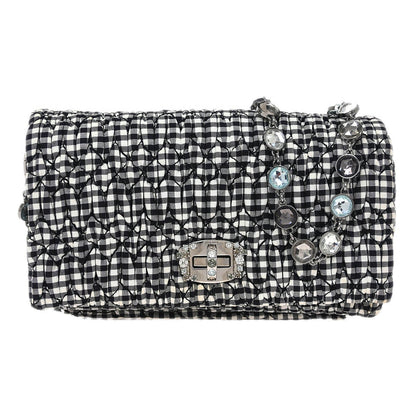 Miu Miu Crystal Clutch Matelasse Gingham Print Canvas Small