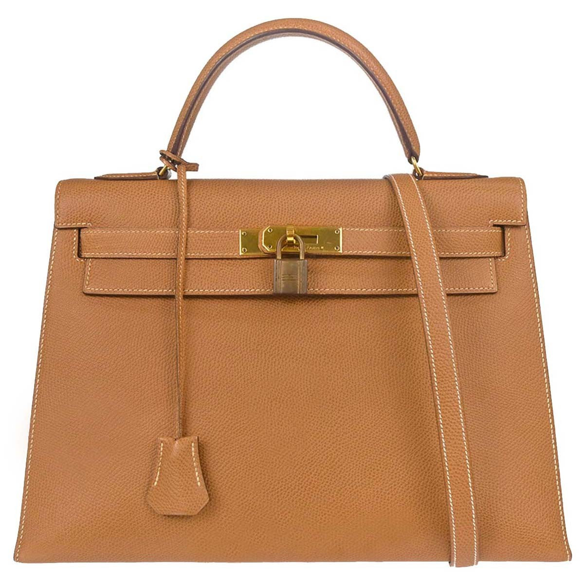 Hermes Kelly Brown Courchevel with Gold Hardware 32