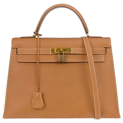 Hermes Kelly Brown Courchevel with Gold Hardware 32