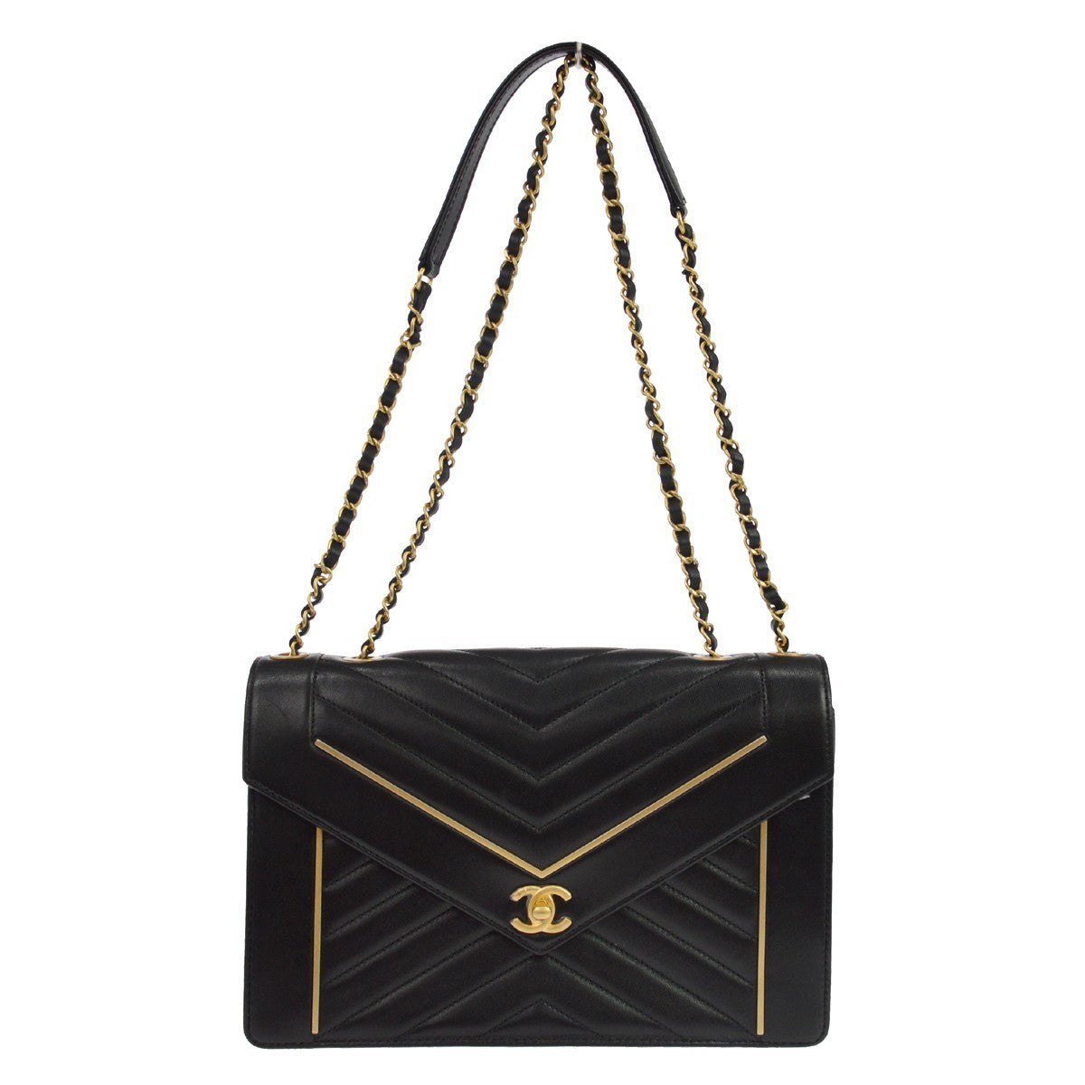 Chanel Reversed Flap Chevron Lambskin Medium