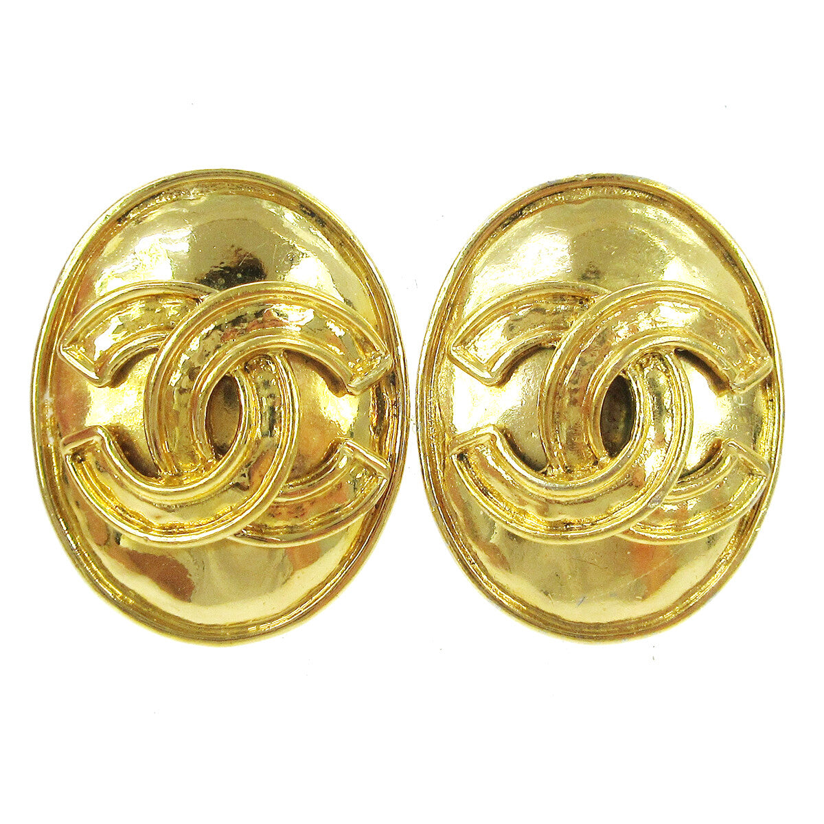 Chanel Vintage CC Button ovales Clip-On Earrings Gold-plated Product Image