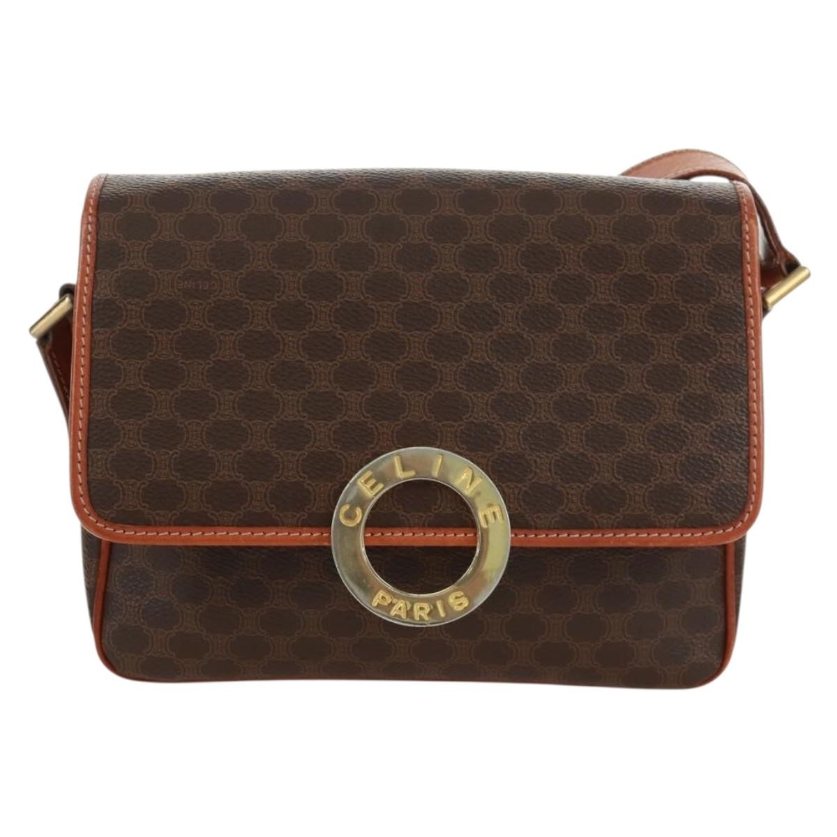 Celine Vintage Macadam Circle Logo Shoulder Bag Canvas and Leather Product Image