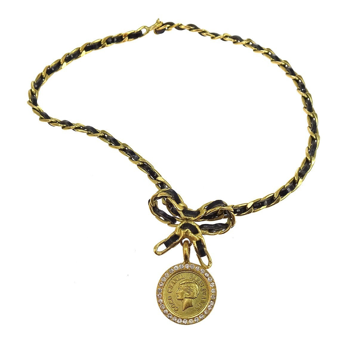 Chanel Vintage Round Medallion Pendant Metal and leather Product Image